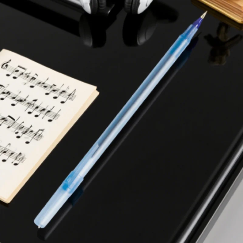 10 Bulk Blue Ballpoint Pens, 1.0mm Nib, Round, Long-Lasting, Translucent, Smooth Ink Flow