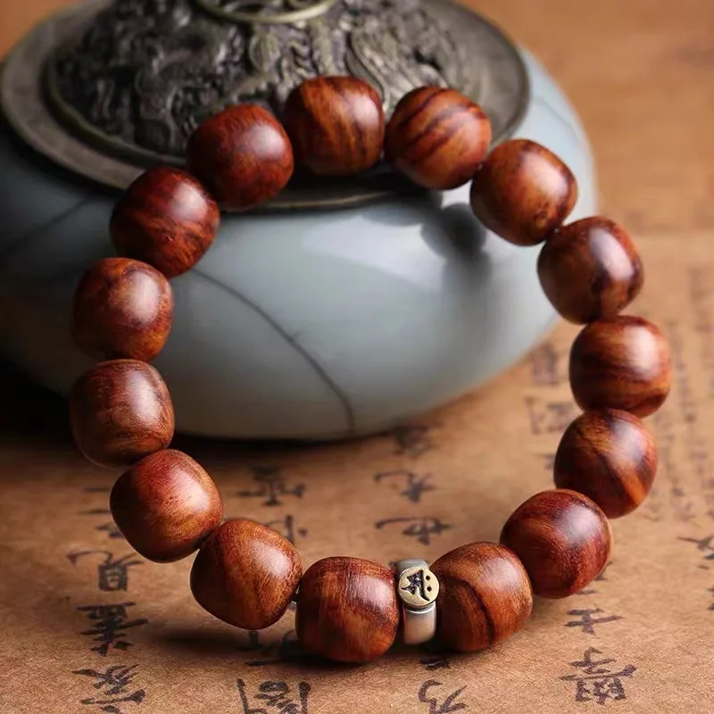 Authentic 2026 New Rosewood Huanghuali Old Style Bracelet Tiger Grain K Pear Wood Prayer Beads for Men Women Gifts