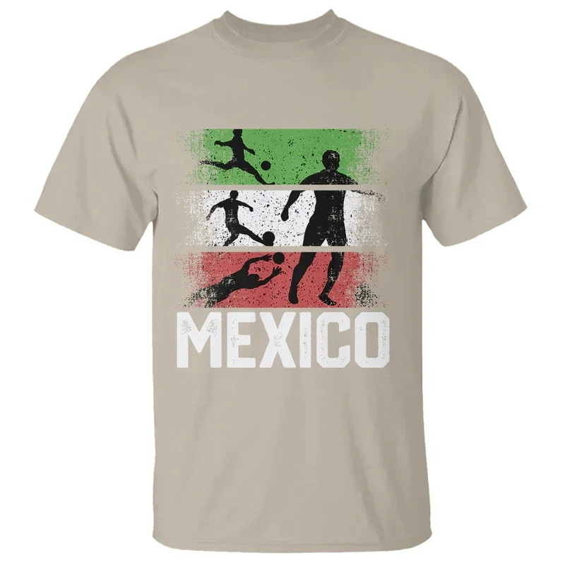 Hot Mexico Flag Football Graphs T Shirt Summer Cool Round Neck Short Sleeve T-shirts Kid Men Clothes Soccer Fan Tshirt Tops