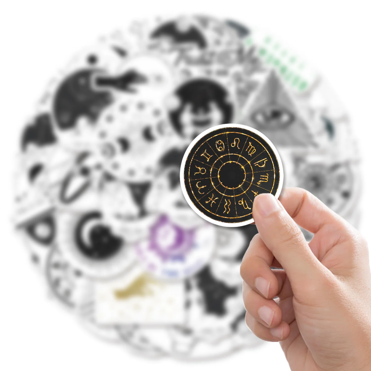 50pcs Astrology Waterproof Stickers | Celestial Zodiac Decals with Moon Sun Stars for Laptop, Journal & Luggage, Mystic Art & Ho