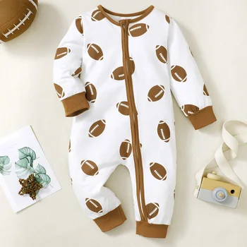Rugby Print Baby Romper 1