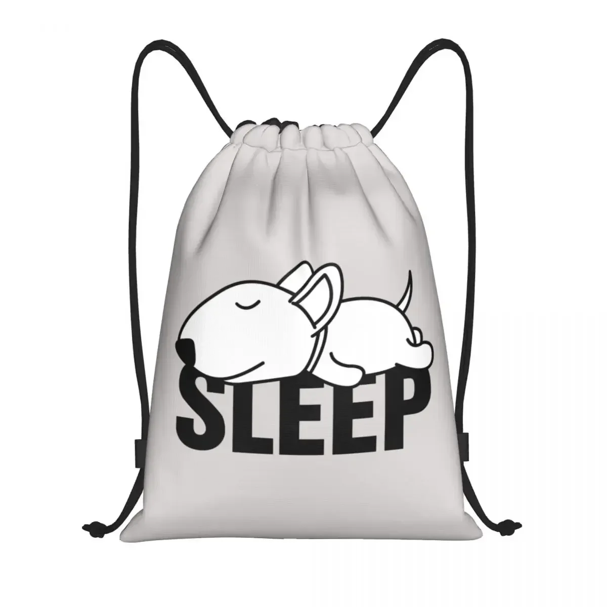 Custom Sleeping Bull Terrier Dog Drawstring Bag for Training Yoga Backpacks Men Women Cartoon Animal Sports Gym Sackpack