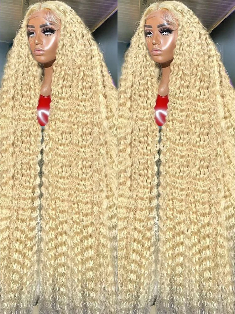 

613 HD Парик фронтальной части шнурка 13x4 Глубокая свободная волна Прозрачный парик Remy Color Front Human Hair 13x6 Блондинка Водяные вьющиеся парики из человеческих волос