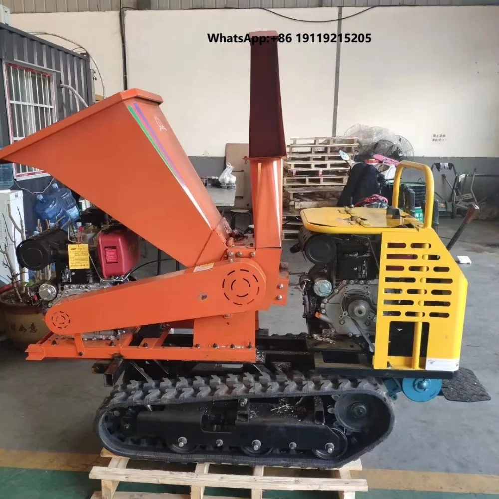 Crawler Chipper Shredder With Log Splitter  Wheel Wood Chipper  for Farm Garden Wood Shredder