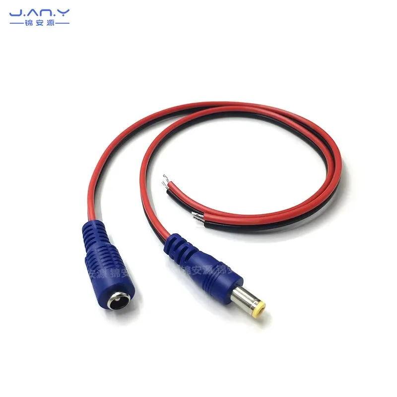 صديقة للبيئة الأزرق تيار مستمر الأحمر والأسود ذكر/أنثى كابل توصيل مراقبة 12 فولت تيار مستمر النحاس النقي رئيس واحد 5.5*2.1 كابل الطاقة