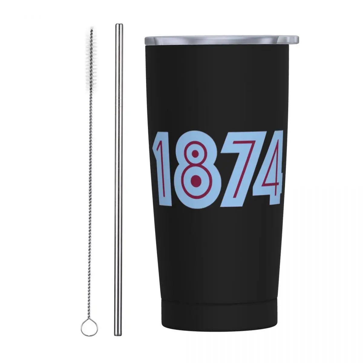 Aston Villa 1874 Stainless Steel Tumbler Vacuum Insulated Mugs Thermal Cold Bottle Straws With Lid 20oz