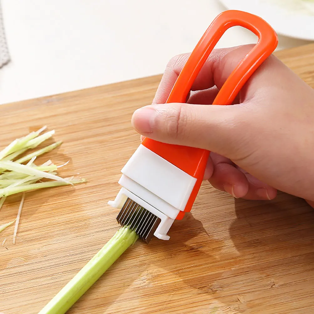 

Stainless Steel Scallion Cutter Green Onion Slicer Vegetable Chopper Kitchen Tool Red Non-Slip Curved Handle