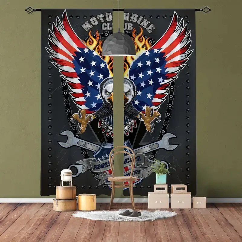 ستائر مطبوعة بعلم أمريكي، ستائر كيس عمود، 42*84، غرفة النوم وغرفة المعيشة، ديكور المنزل، ديكور الغرفة