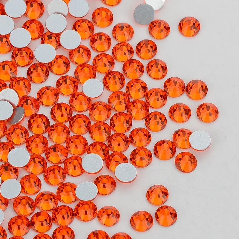 Orange Crystal Silver Back FlatBack Glass Rhinestones Non-HotFix for Nail Art Decorations Flat Back Rhinestones Crystal