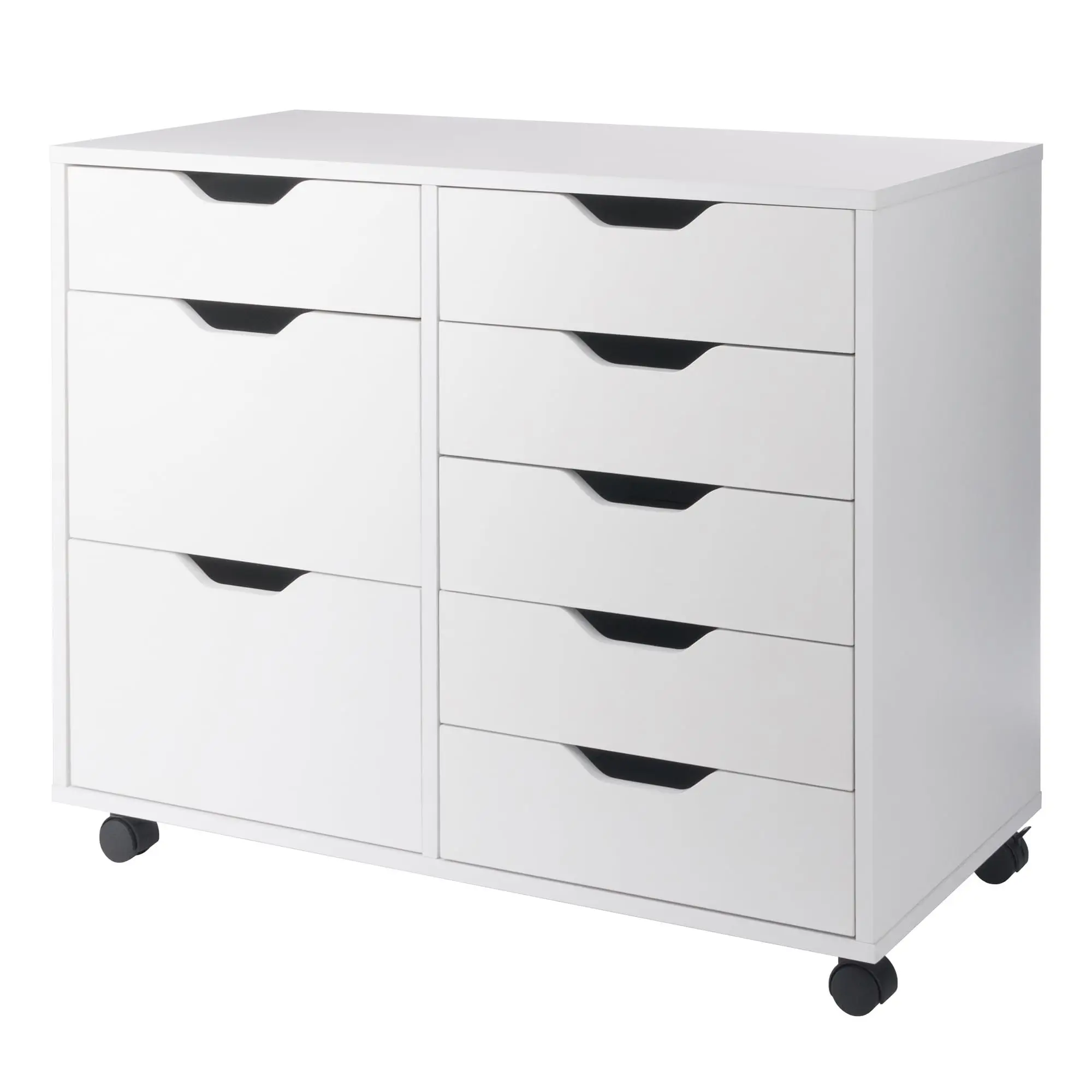 Halifax Tall Mobile Storage Cabinet, White, 2 Door 6 Der