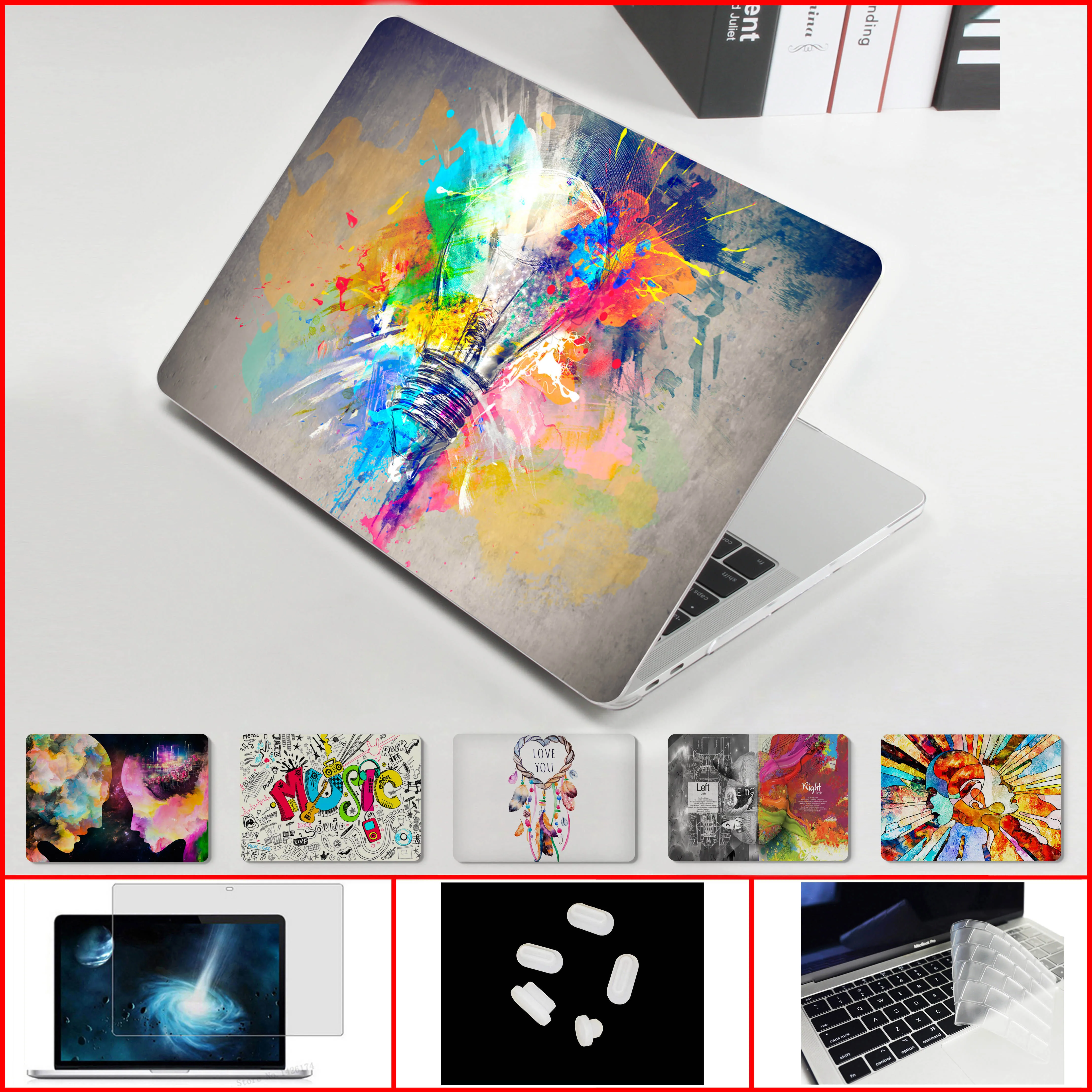 

3D Colorful Painted Pattern Case For Apple MacBook M1 M2 Chip Air 13.6 Pro 14.2 16.2 Retina Touch Bar 11 12 13 15 16 inch Cover