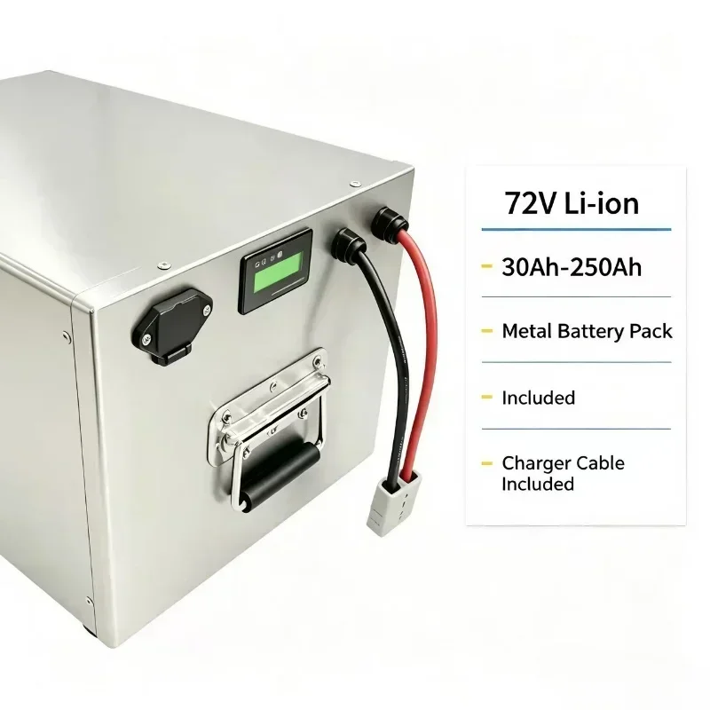 72V Rechargeable Lithium Ion Battery Pack with Built-in Smart BMS for E-Bike Scooter Cargo Tricycle Off-Grid Backup Power Source