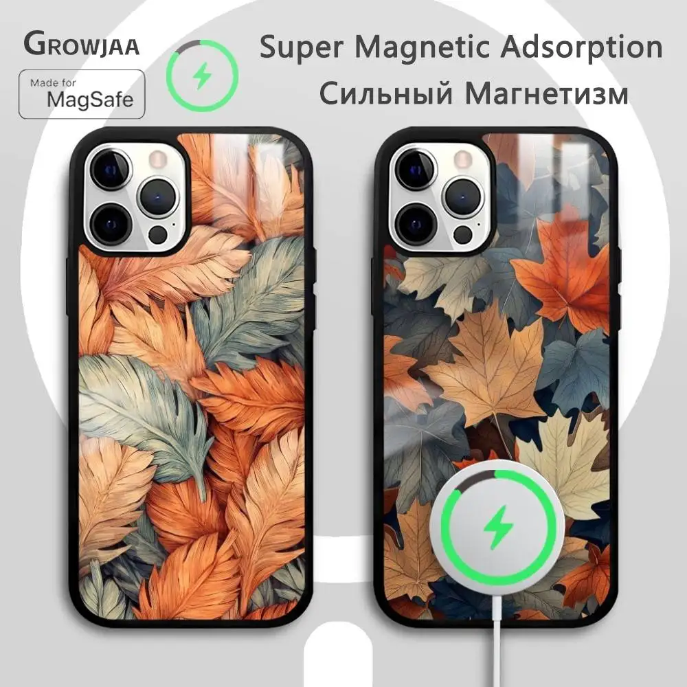 

Warmth Autumn Leaves Phone Case For IPhone 16 15 14 13 12 11 Pro Max Plus Mini Magsafe Mirror Wireless Magnetic Funda