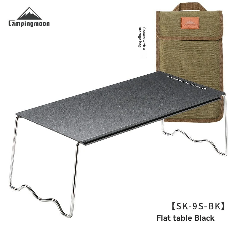 campingmoon-sk-9s-bk-black-outdoor-aluminum-alloy-flat-top-folding-table-–-heat-resistant-portable-coffee-tea-table