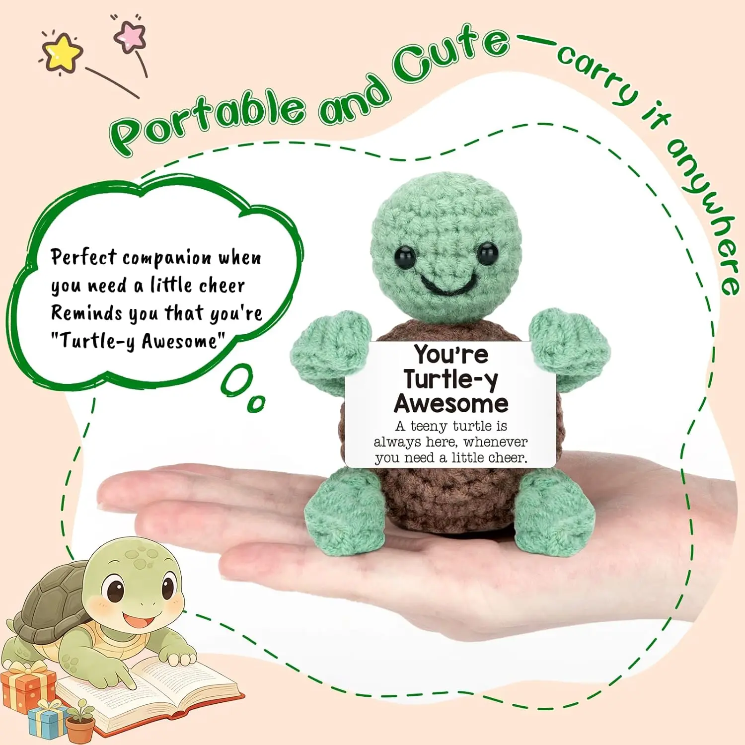 Mini Funny Turtle Easter Basket Essentials Stuffers for Teens Easter Gifts for Kids Teen Girls Boys, Birthday Gifts