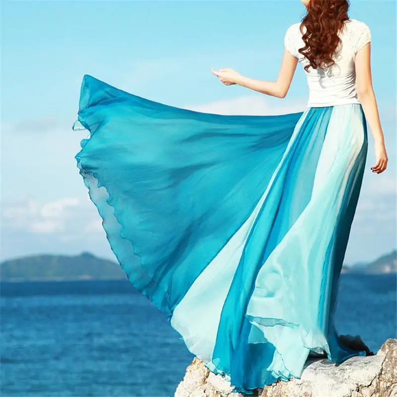 

Women's Swing Fairy Tale Color Mopping Chest Wrapped Chiffon Skirts, Plus Size, Summer