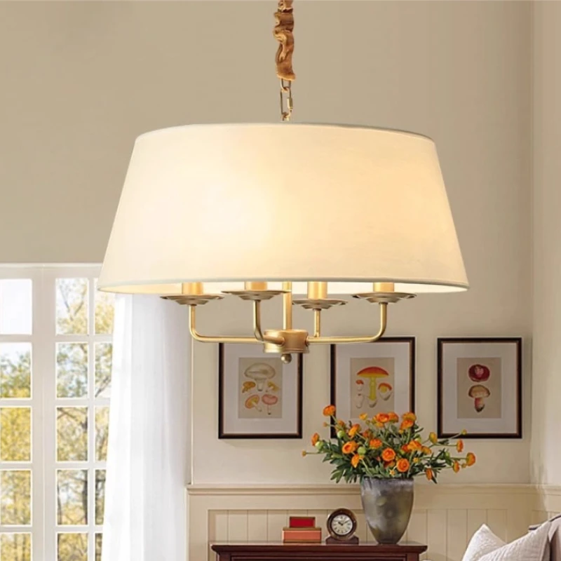 الأمريكية الأسود/الذهب الحديد المطاوع قلادة أضواء استدارة النسيج مصابيح معلقة غرفة المعيشة غرفة نوم مطعم المطبخ الثريا