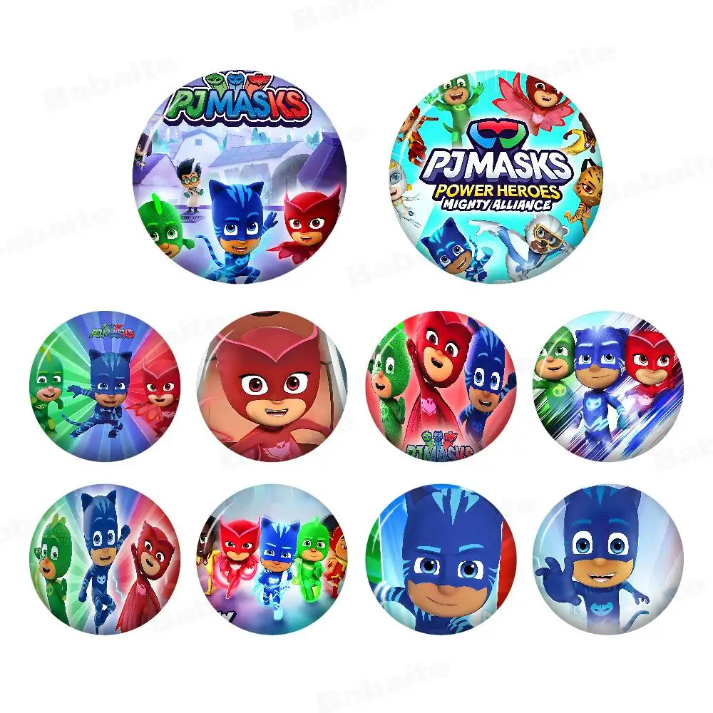 Cartoon PJ M-Masks Soft Button Pin Round Metal Badge Lapel Pin Parts Gift Friends Kid Jewelry