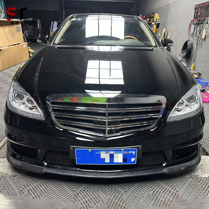 مناسبة لمرسيدس بنز S-Class W221 ألياف الكربون الجبهة الشفاه الجافة الكربون الجبهة مجرفة الذقن سيارة الناشر تعديل طقم الجسم