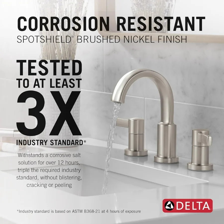 Torneira de banheiro ampla para instalação de pia de 3 furos Design de 2 alças com conjunto de drenagem pushplop de metal Fini cromado de alta qualidade