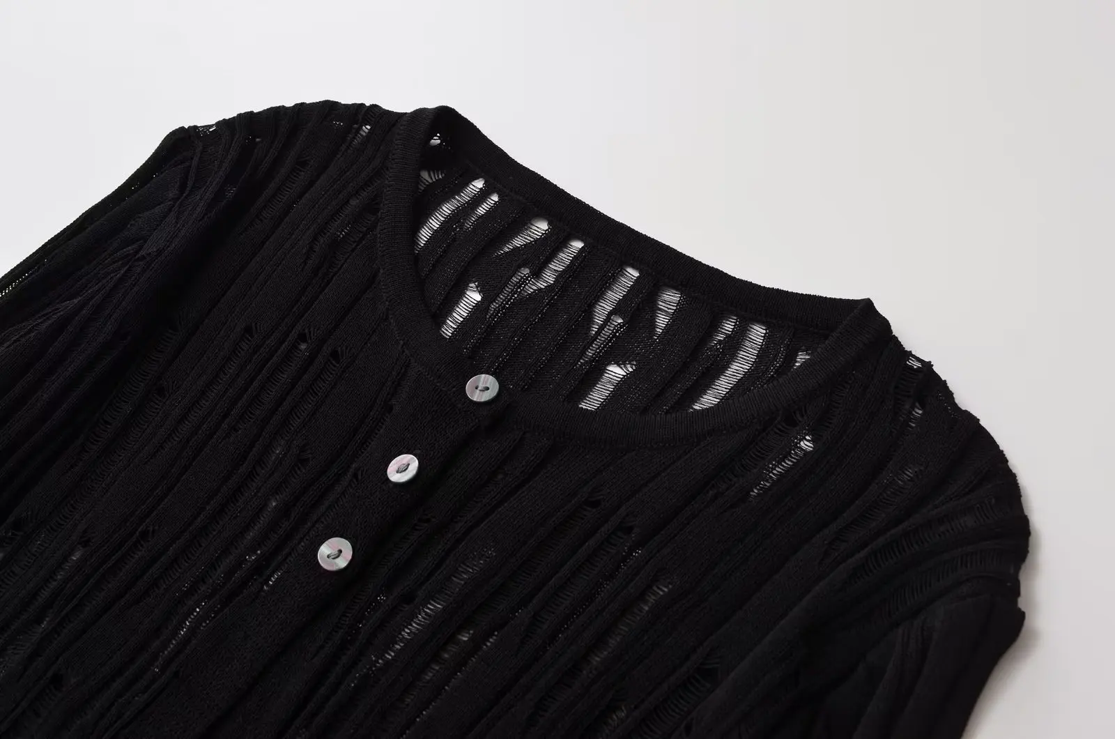 Withered French Black Cropped Design Knitwear Fashion Ladies Elegant Knit Cardigan Jacket Women