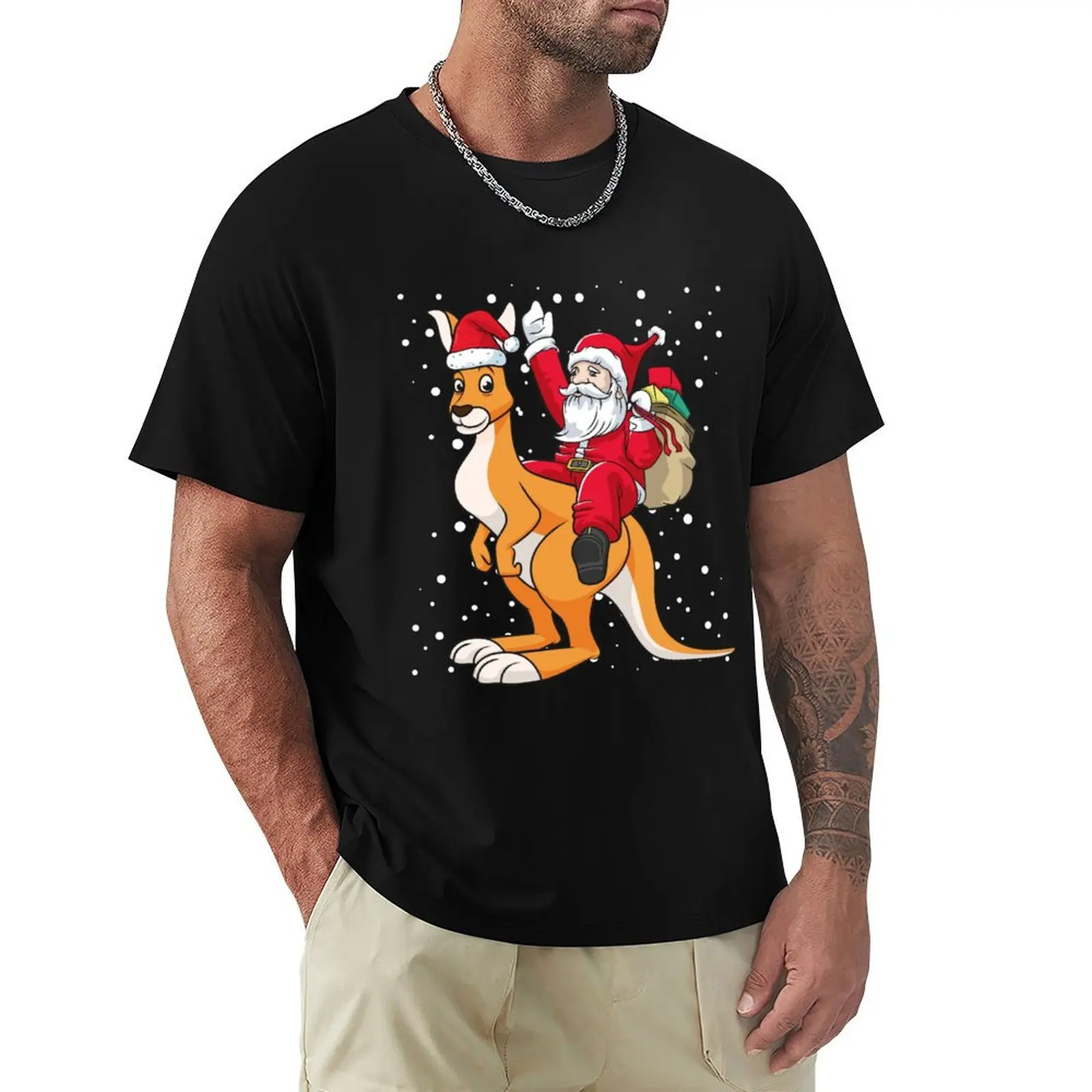 Funny Santa Riding Kangaroo Australia Holiday Christmas Decoration Winter Ugly Christmas Xmas Sweater Gift T-Shirt