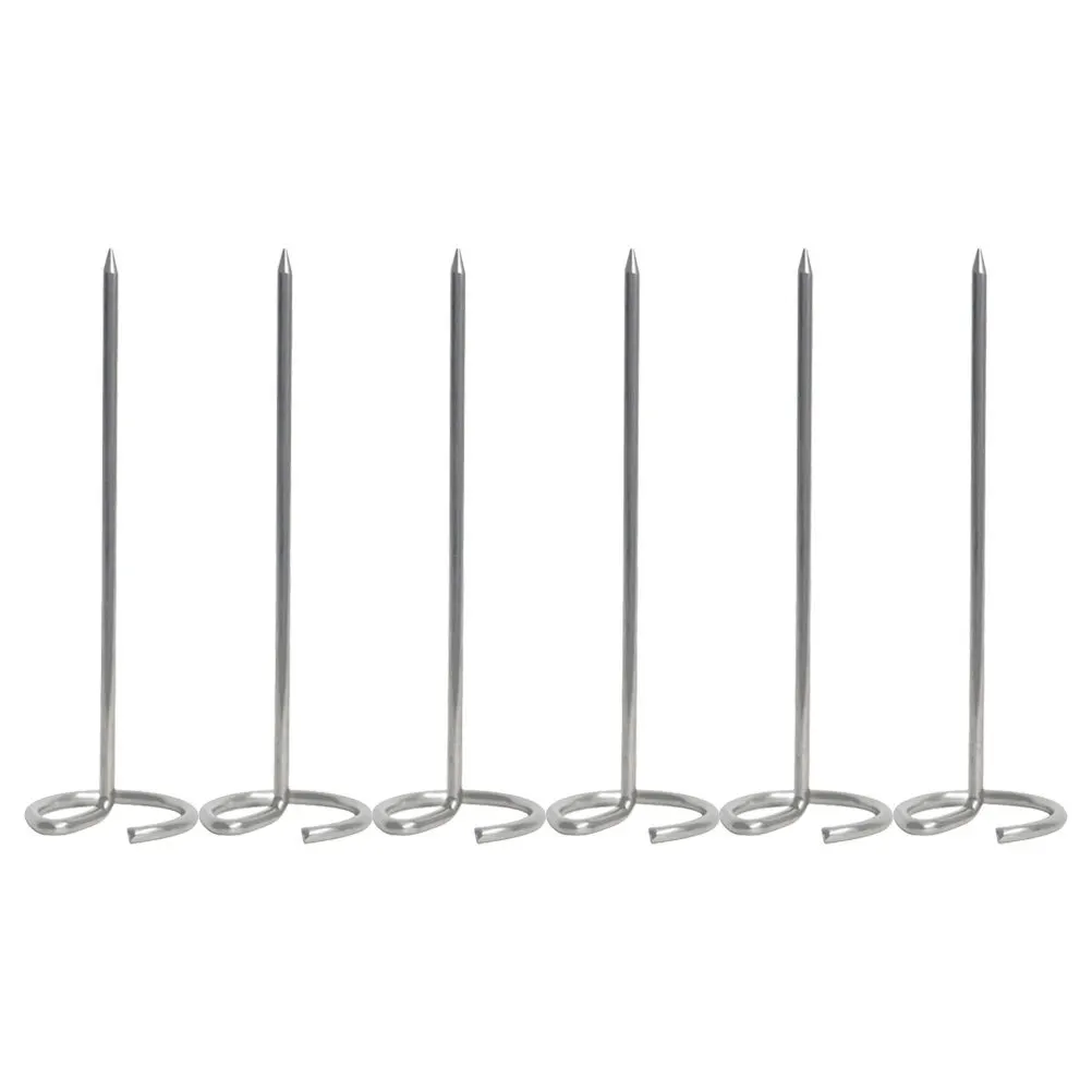 

6pcs Stainless Steel Bbq Reusable For Air Fryer Standing Grill Skewers Metal Meat Vegetable Skewers Kitchen Supplies