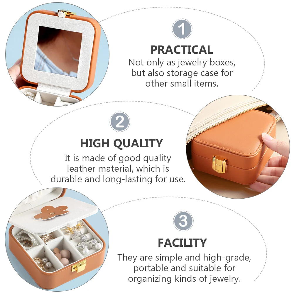 Jewelry Storage Box Delicate Design Jewelry Case Portable Organizer for Rings Necklace Bracelets Travel Use