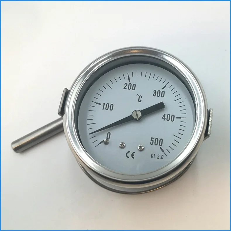 Stainless Steel Pyrometer Thermometer 0-500° Temperature Sensor for Ovens Pizza Grills Wood Stoves