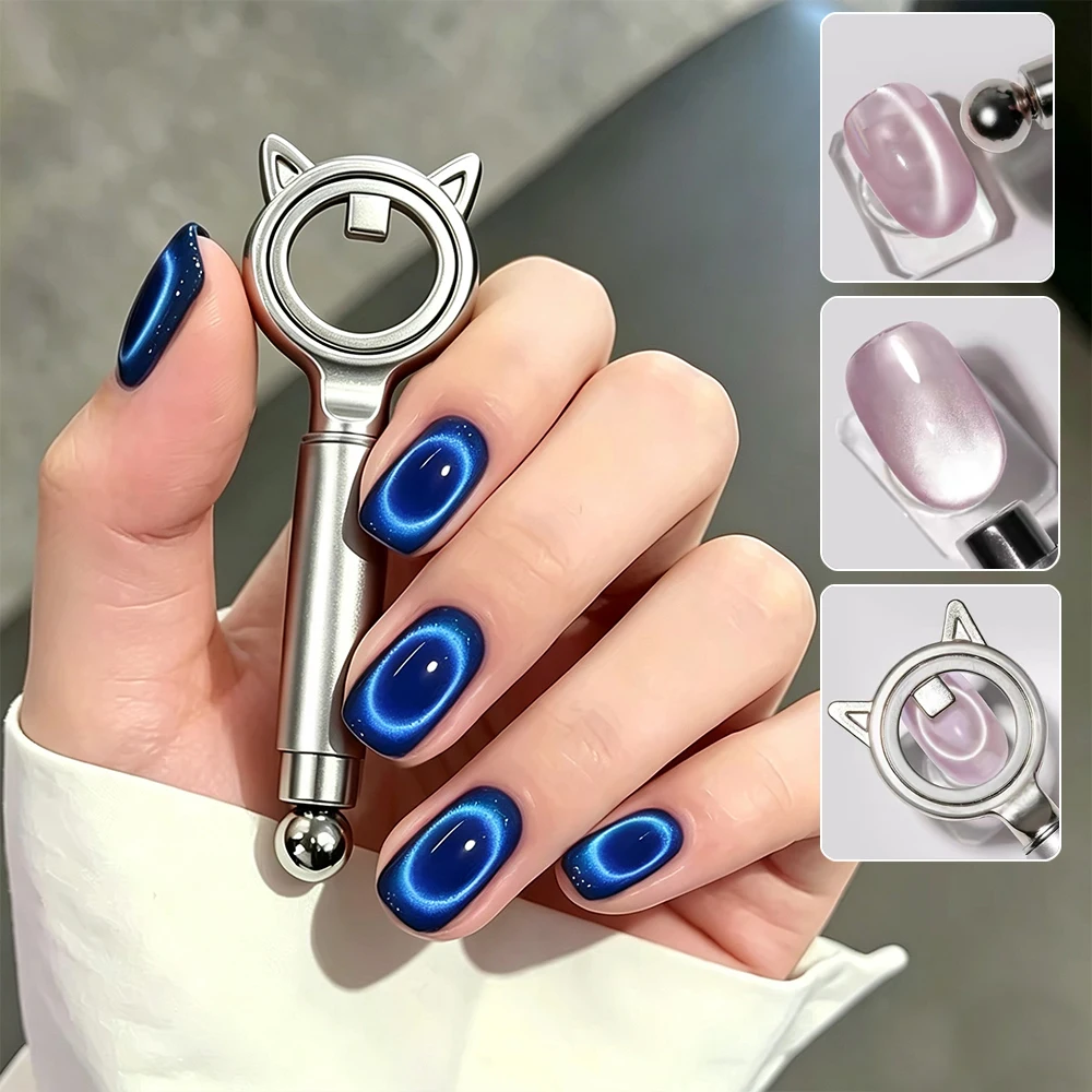 1 Stück Katzenohr-förmiges Halo Katzenauge Nagel-Magnetwerkzeug 3D Glasperlen/Schwarzes Loch/Seitenlicht-Effekt Katzenauge Magnet DIY Nagelkunst Deko – Detail 4