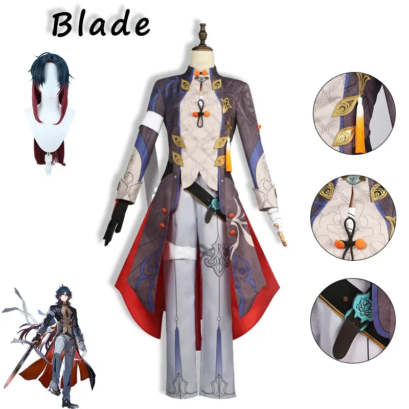 

Blade Cosplay Honkai Star Rail Costume Main Clothing Wig Waist Accessories Cool Game Set Cos Halloween Party Carnival Costume