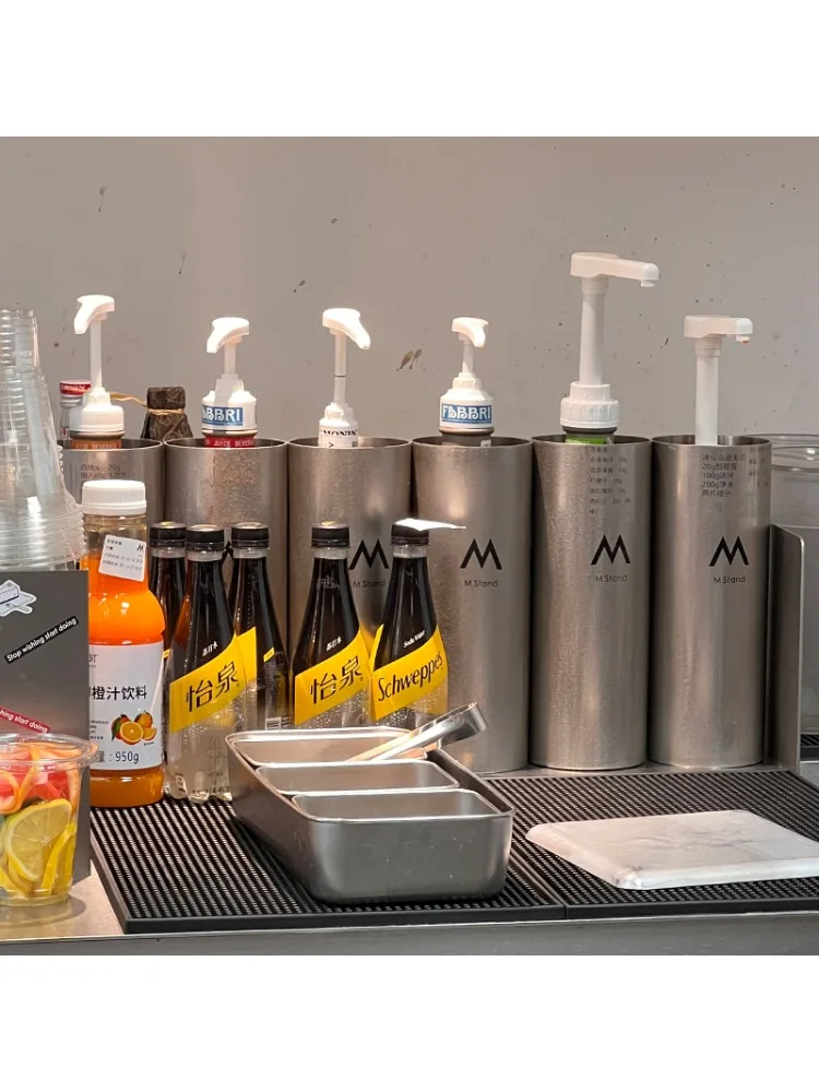 Roestvrijstalen siroopopslagcilinder Coffee Shop Bar Ronde fles Rond gatontwerp Ideaal voor Moering DaVinci-siroop Fruitsiroop - afbeelding 2