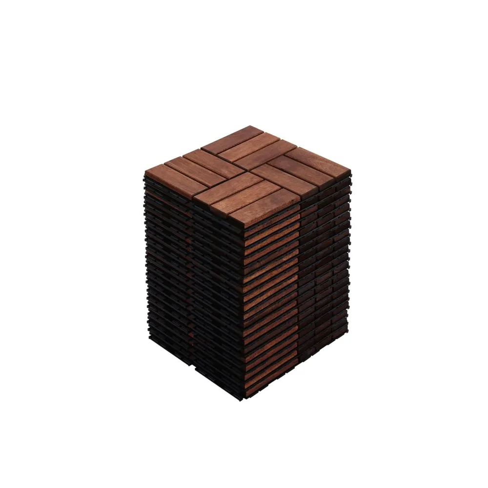 

10 шт. террасной плитки из акации, 30x30 см, для улицы, из твердой древесины, для самостоятельной установки, водонепроницаемая, на заказ