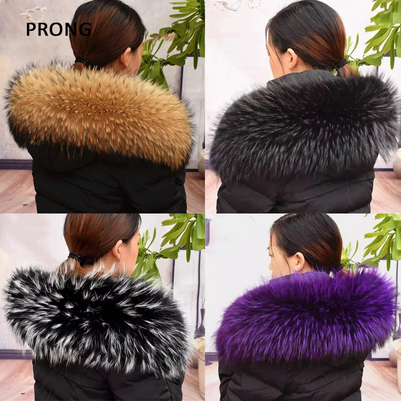 

Real Raccoon Fur Scarf Winter Hood Fur Decor Trims Strips Women Men Coat Fur Collar Neck Warmer Scarves Luxury Warm Wraps Shawl