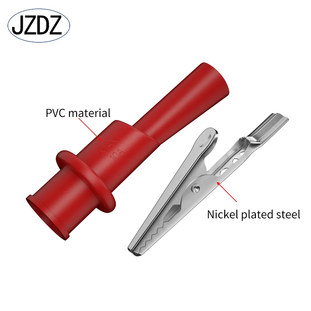 JZDZ 10PCS Insulation Alligator Clips with 2MM Socket Metal Crocodile Clamp Test Clamp for Multimeter Tester Probe J.60009