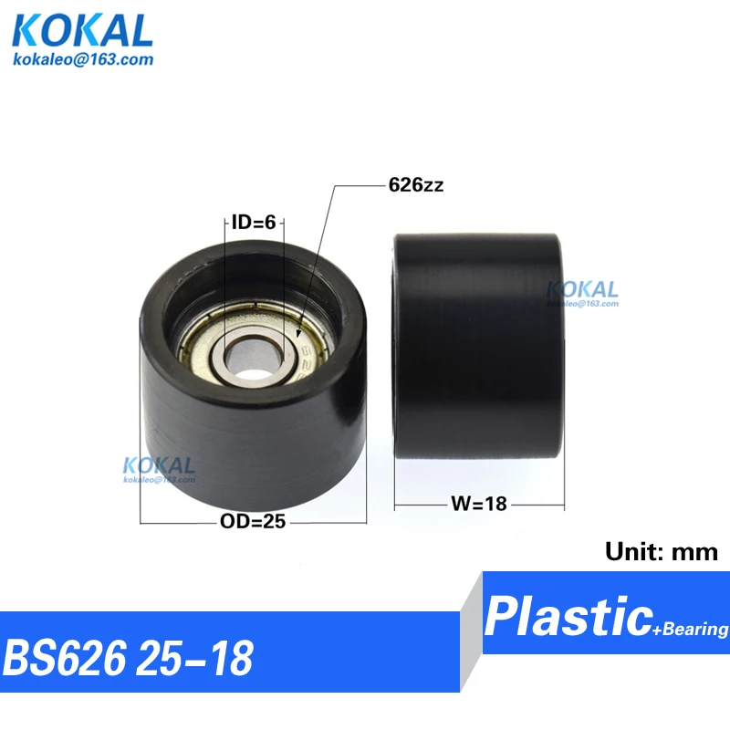 [F0624-10] 1 cái/lốc phẳng loại 626zz 626 bóng mang tráng với POM PA Nylon nhựa bánh xe ròng rọc không -tiêu chuẩn ròng rọc mang