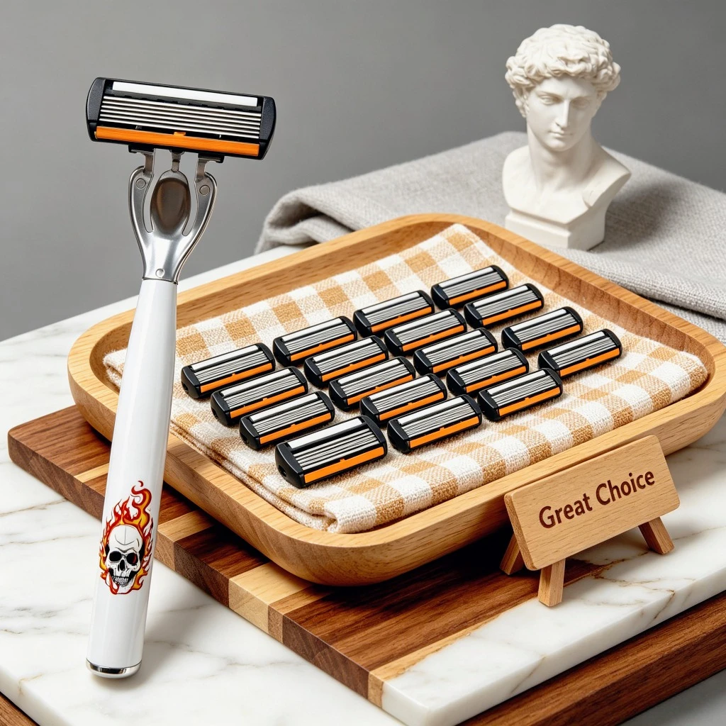 Men’s Manual Razor 6-Layer Precision Blade System Replaceable Refills, Long-term Use, Men & Women Suitable Great Gift for Dad