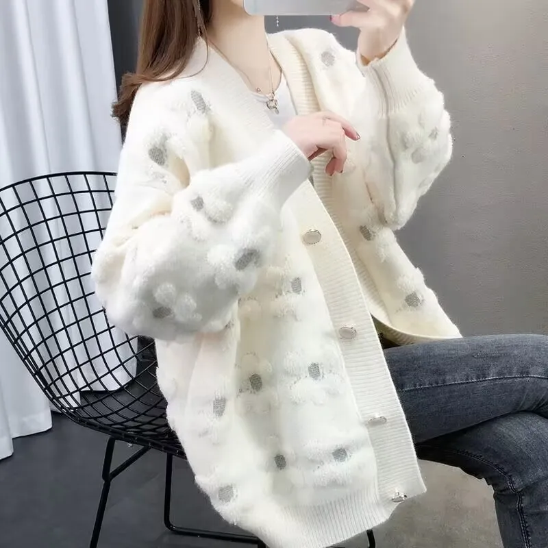 

Women's Casual Solid Color Cardigan Button Casual Solid Color Knitted Sweater Jacket Sweet Women's Cardigan Jacket Fall A62