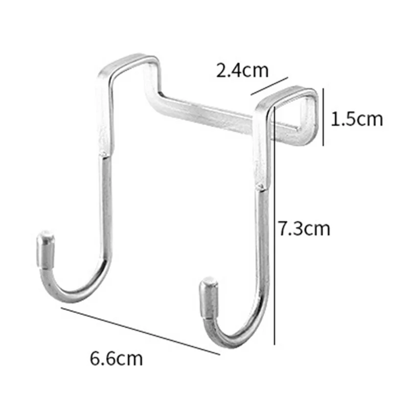 304 Stainless Steel Kitchen Bathroom Cabinet Door Double Hook S-Shaped Wardrobe Door Back Hook Towel Storage Hanger