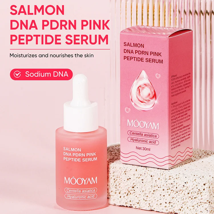 Pink PDRN Salmon Peptide Serum Facial Essence 30ml Deep Hydrating Nourish Skin Smoothen Skin Texture Daily Face Skin Care