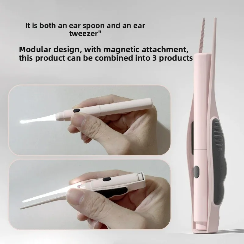 مضيئة الأذن نظافة مجموعة مصباح ليد شمع الأذن كليب الأذن الشمع إزالة سيليكون Earscoop قطف الملقط الأذن الرعاية أداة USB شحن