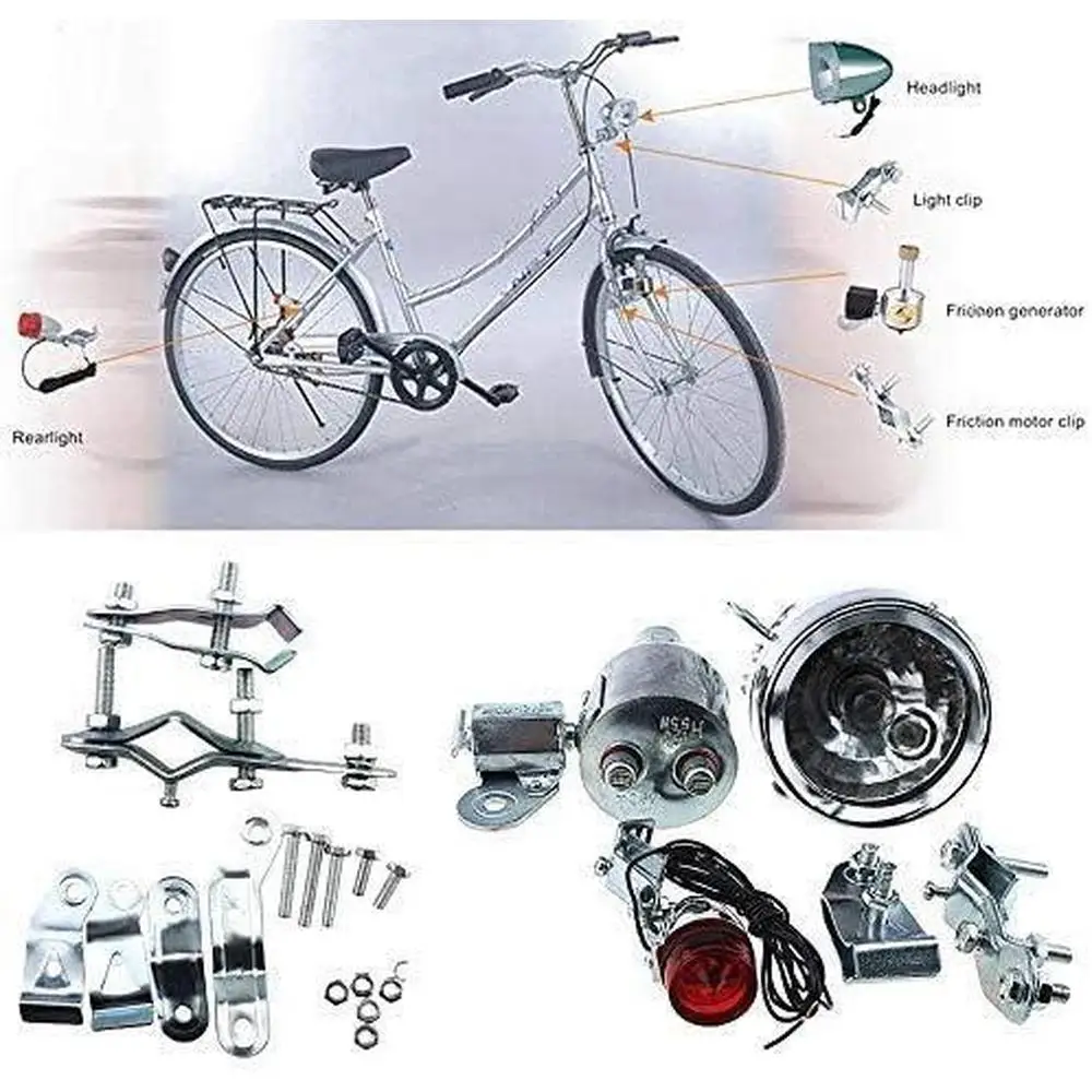 A set of mountain bike power generation lights, motorcycle lights, 12v6W headlights, taillights