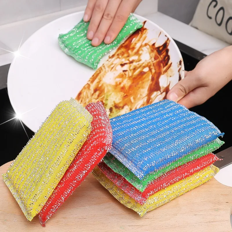 48/4Pcs Cleaning Sponges Double-Sided Non-Scratch Dishwashing Pads Home Kitchen Dining Table Fine Stripe Cleaning Cloth Rags