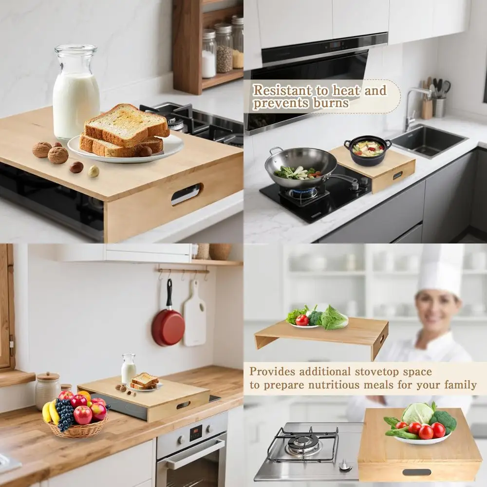 

Wooden Stove Top Cover Boards, 21.2 x 14.7 x 3, Noodle Cutting Surface, Burner Covers for RV, Farmhouse, Electric and Gas Stoves