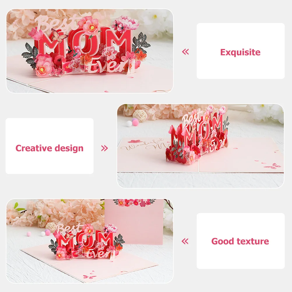 

3D поздравительная открытка ко Дню матери, цветочный дизайн с буквами, нежные теплые пожелания, подарок, открытка ко Дню матери, цветочные 3D-карточки