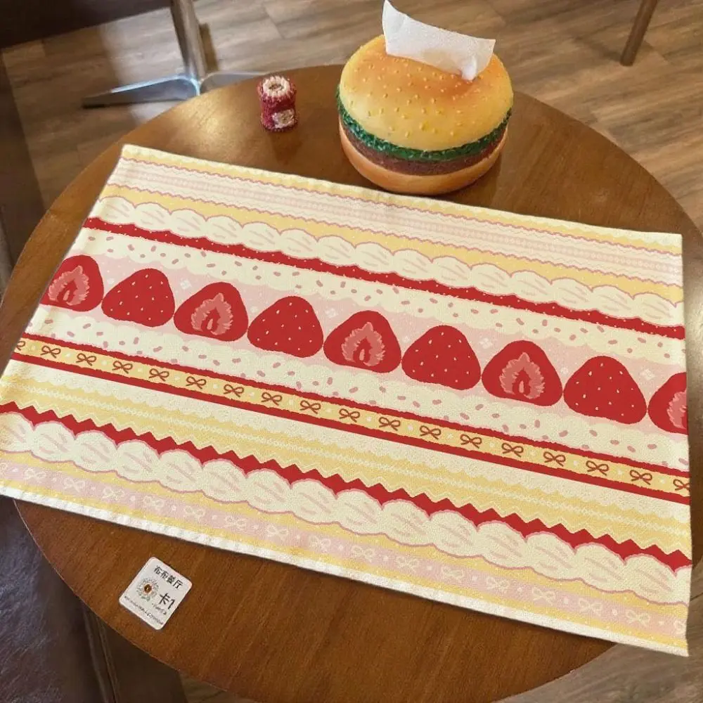 New Strawberry Cake Desk Pad Cartoon Linen-cotton Photo Props Gift Non-Slip Table Mat Desktop Decoration