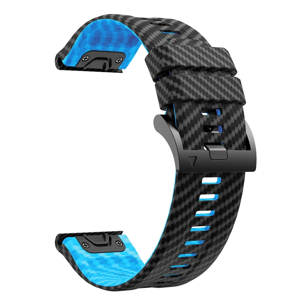 QuickFit 22mm 26mm siliconen band met carbon fiber textuur voor Garmin Fenix 8 Epix Pro Gen 2 47mm 51mm/Fenix 7X 6X 5X Plus horlogeband