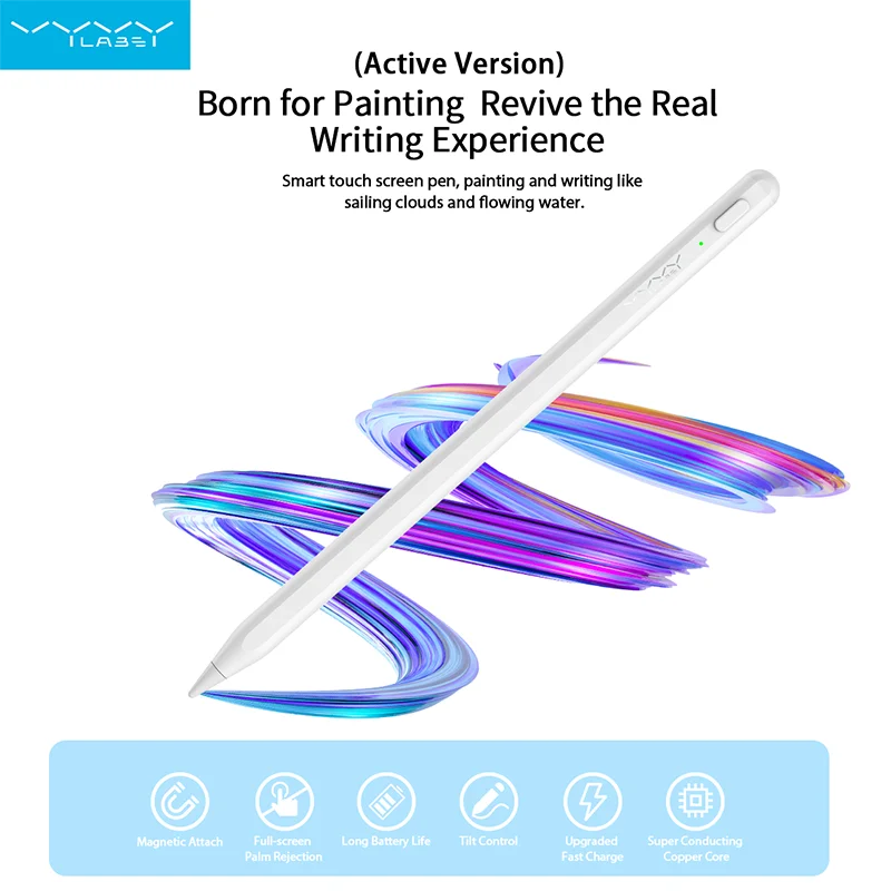 VYVYLABS Stylus Pen With Bluetooth Magnetic Wireless Charging For iPad And Tilt Sensitive Palm For Drawing Making Notes
