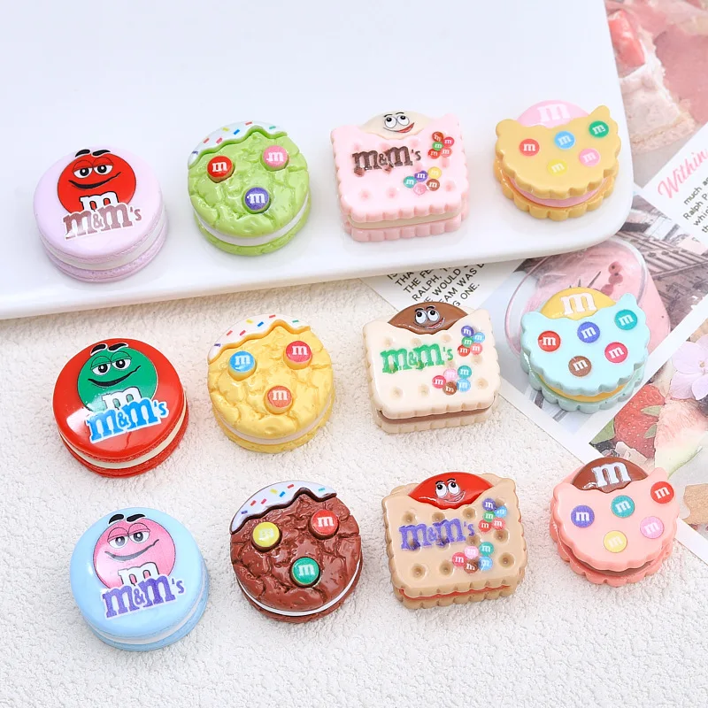 

100pcs Cute Resin Cartoon Chocolate Biscuit Flatback For Scrapbooking Kawaii Fake Food Cabochons Craft Material DIY Accessories