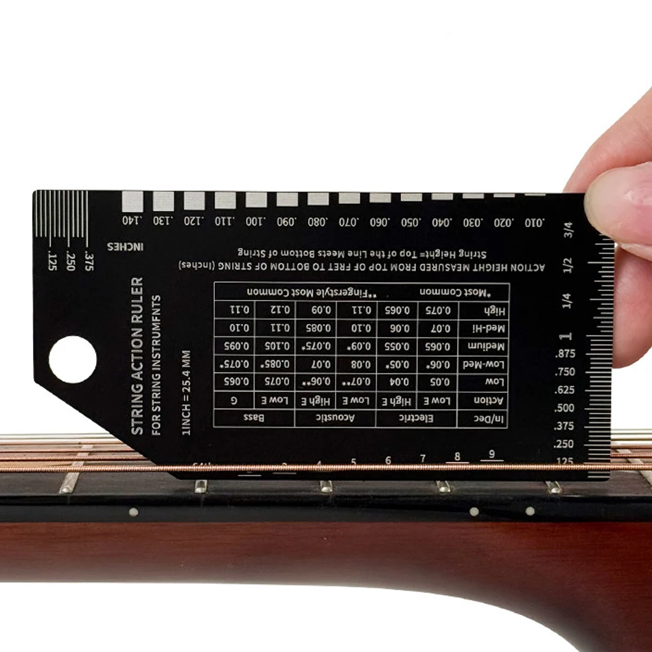 String Action Gauge Ruler For String Instruments Guitar Bass Sting Height  Measurements In Inches, Metric And 64ths